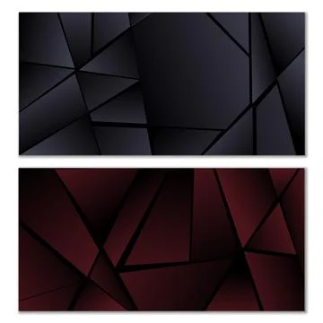 Abstract polygonal pattern. Set of two dark gradient polygonal backgrounds... Stock Illustration