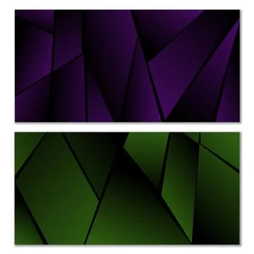 Abstract polygonal pattern. Set of two dark gradient polygonal backgrounds... Stock Illustration