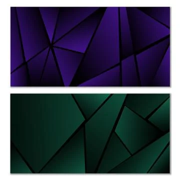 Abstract polygonal pattern. Set of two dark gradient polygonal backgrounds... Stock Illustration