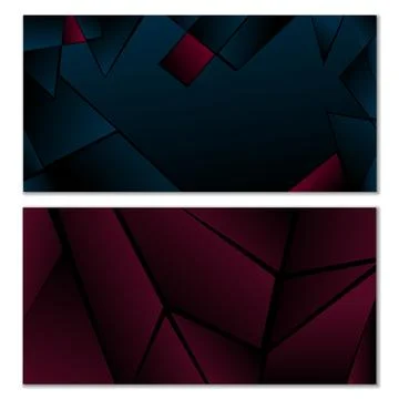 Abstract polygonal pattern. Set of two dark gradient polygonal backgrounds... Illustrazione stock
