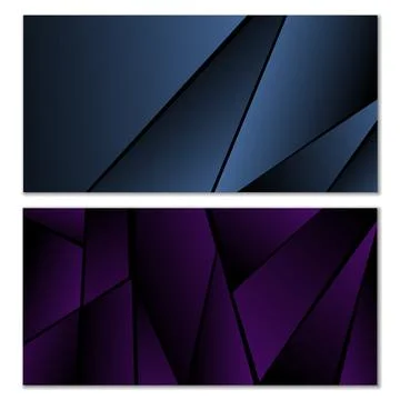 Abstract polygonal pattern. Set of two dark gradient polygonal backgrounds... Stock Illustration