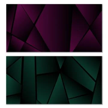 Abstract polygonal pattern. Set of two dark gradient polygonal backgrounds... Illustrazione stock