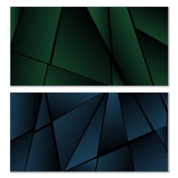 Abstract polygonal pattern. Set of two dark gradient polygonal backgrounds... Stock Illustration