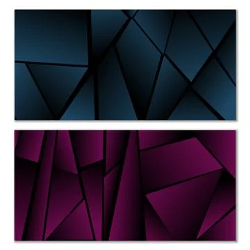Abstract polygonal pattern. Set of two dark gradient polygonal backgrounds... Illustrazione stock