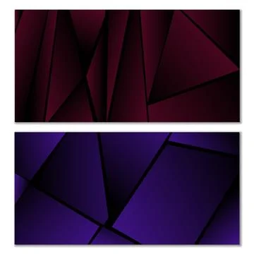 Abstract polygonal pattern. Set of two dark gradient polygonal backgrounds... 스톡 일러스트