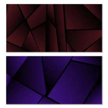 Abstract polygonal pattern. Set of two dark gradient polygonal backgrounds... Stock Illustration