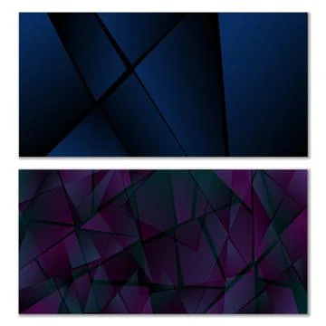 Abstract polygonal pattern. Set of two dark gradient polygonal backgrounds... Stock Illustration
