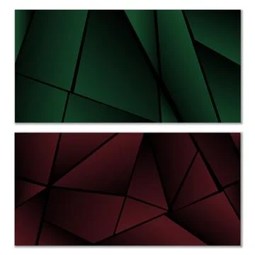 Abstract polygonal pattern. Set of two dark gradient polygonal backgrounds... Illustrazione stock