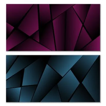 Abstract polygonal pattern. Set of two dark gradient polygonal backgrounds... Stock Illustration