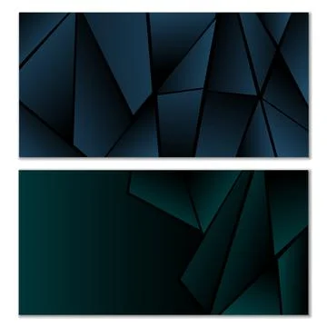 Abstract polygonal pattern. Set of two dark gradient polygonal backgrounds... 库存插图