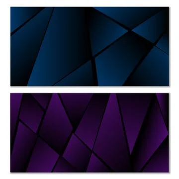 Abstract polygonal pattern. Set of two dark gradient polygonal backgrounds... Illustrazione stock