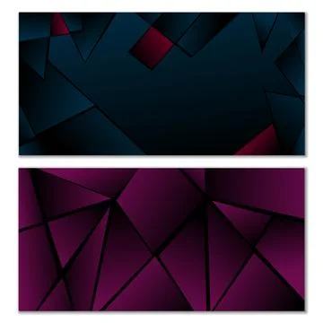 Abstract polygonal pattern. Set of two dark gradient polygonal backgrounds... Stock Illustration