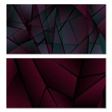 Abstract polygonal pattern. Set of two dark gradient polygonal backgrounds... Stock Illustration