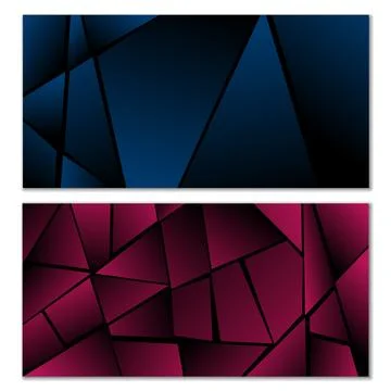 Abstract polygonal pattern. Set of two dark gradient polygonal backgrounds... Stock Illustration