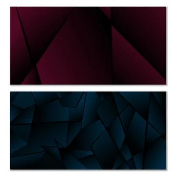 Abstract polygonal pattern. Set of two dark gradient polygonal backgrounds... Stock Illustration