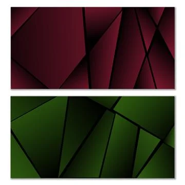Abstract polygonal pattern. Set of two dark gradient polygonal backgrounds Stock Illustration