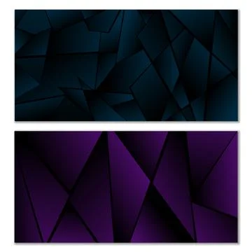 Abstract polygonal pattern. Set of two dark gradient polygonal backgrounds イラスト素材