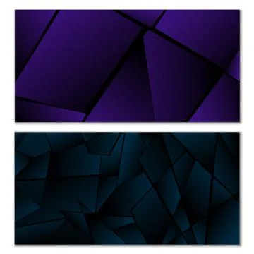Abstract polygonal pattern. Set of two dark gradient polygonal backgrounds... Stock Illustration