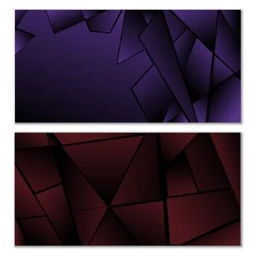 Abstract polygonal pattern. Set of two dark gradient polygonal backgrounds... Stock Illustration