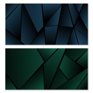 Abstract polygonal pattern. Set of two dark gradient polygonal backgrounds... Stock Illustration