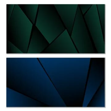 Abstract polygonal pattern. Set of two dark gradient polygonal backgrounds... Stock Illustration