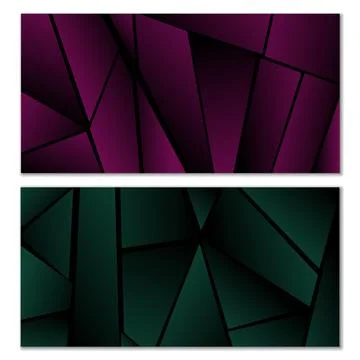 Abstract polygonal pattern. Set of two dark gradient polygonal backgrounds... イラスト素材