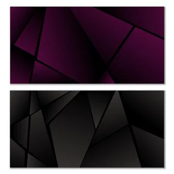 Abstract polygonal pattern. Set of two dark gradient polygonal backgrounds... Stock Illustration