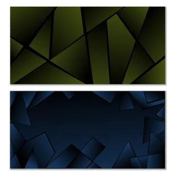 Abstract polygonal pattern. Set of two dark gradient polygonal backgrounds... Stock Illustration