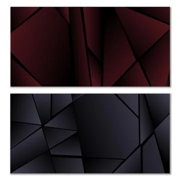 Abstract polygonal pattern. Set of two dark gradient polygonal backgrounds... Stock Illustration