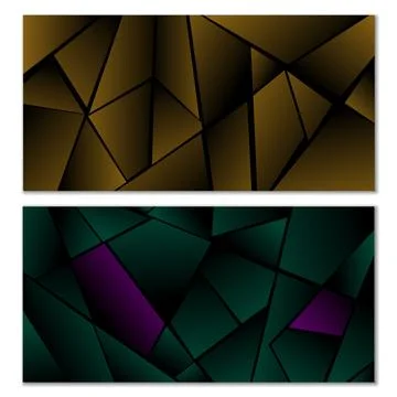 Abstract polygonal pattern. Set of two dark gradient polygonal backgrounds... 스톡 일러스트