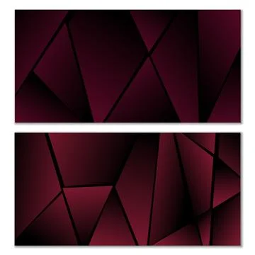 Abstract polygonal pattern. Set of two dark gradient polygonal backgrounds... Stock Illustration
