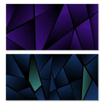 Abstract polygonal pattern. Set of two dark gradient polygonal backgrounds... 스톡 일러스트