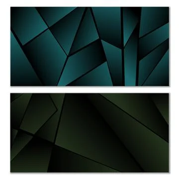 Abstract polygonal pattern. Set of two dark gradient polygonal backgrounds... Stock Illustration
