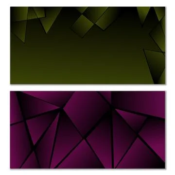 Abstract polygonal pattern. Set of two dark gradient polygonal backgrounds... Illustrazione stock