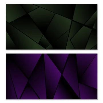 Abstract polygonal pattern. Set of two dark gradient polygonal backgrounds... Stock Illustration
