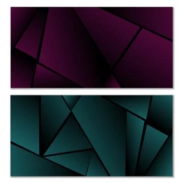 Abstract polygonal pattern. Set of two dark gradient polygonal backgrounds... 스톡 일러스트