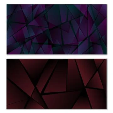 Abstract polygonal pattern. Set of two dark gradient polygonal backgrounds Stock Illustration