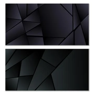 Abstract polygonal pattern. Set of two dark gradient polygonal backgrounds Illustrazione stock