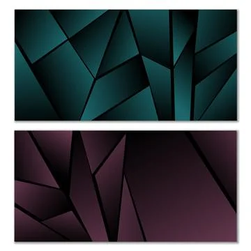Abstract polygonal pattern. Set of two dark gradient polygonal backgrounds... イラスト素材