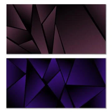 Abstract polygonal pattern. Set of two dark gradient polygonal backgrounds... Stock Illustration