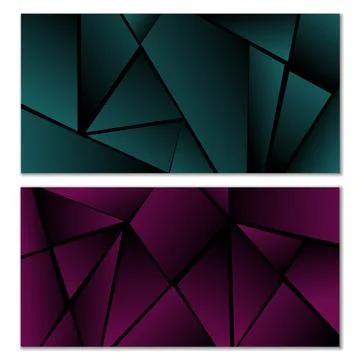 Abstract polygonal pattern. Set of two dark gradient polygonal backgrounds Stock Illustration