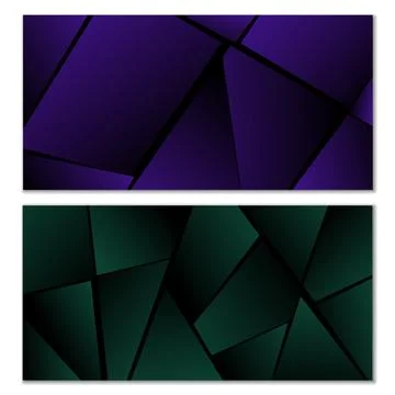 Abstract polygonal pattern. Set of two dark gradient polygonal backgrounds Illustrazione stock