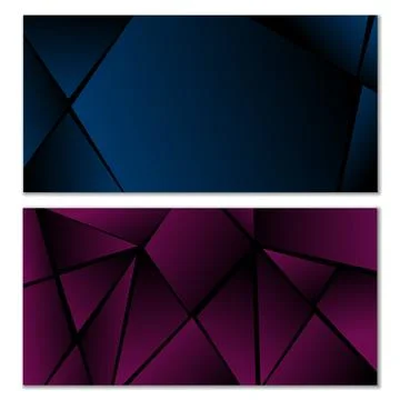 Abstract polygonal pattern. Set of two dark gradient polygonal backgrounds Stock Illustration