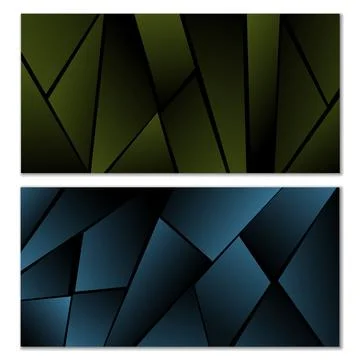 Abstract polygonal pattern. Set of two dark gradient polygonal backgrounds Stock Illustration