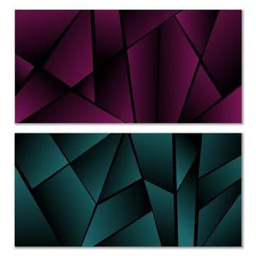 Abstract polygonal pattern. Set of two dark gradient polygonal backgrounds 스톡 일러스트