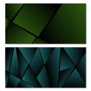 Abstract polygonal pattern. Set of two dark gradient polygonal backgrounds Stock Illustration