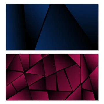 Abstract polygonal pattern. Set of two dark gradient polygonal backgrounds 스톡 일러스트