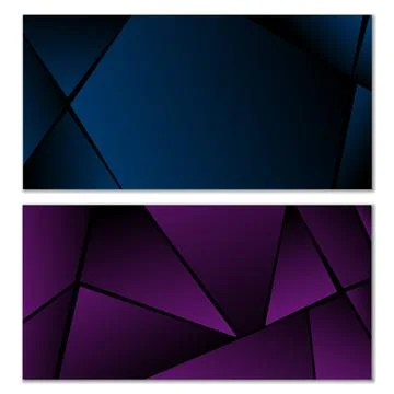 Abstract polygonal pattern. Set of two dark gradient polygonal backgrounds Stock Illustration