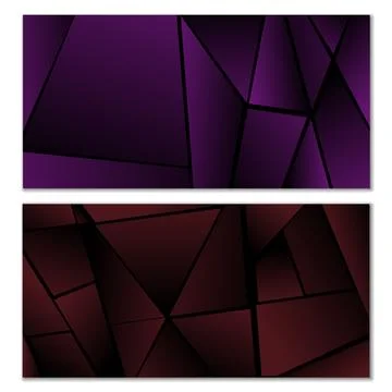 Abstract polygonal pattern. Set of two dark gradient polygonal backgrounds Stock Illustration