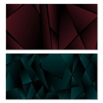 Abstract polygonal pattern. Set of two dark gradient polygonal backgrounds 库存插图